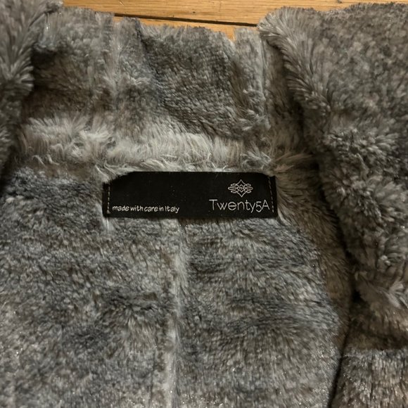 Faux Grey Fur Lined Suede Jacket with Pockets and Hood - Twenty5A - Picture 5 of 5